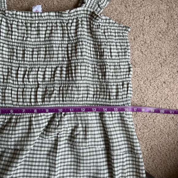 NWT Old Navy Fit & Flare Lightweight Smocked Gingham Midi Dress — Green - Picture 9 of 9
